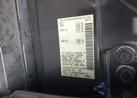 2014 Nissan Maxima 3.5 Sv from USA, damaged, VIN 1N4AA5AP7EC475408